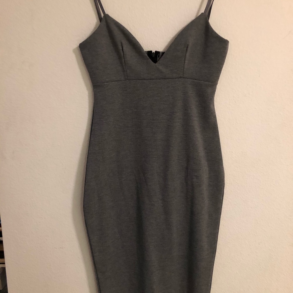 missguided low cut gray dress